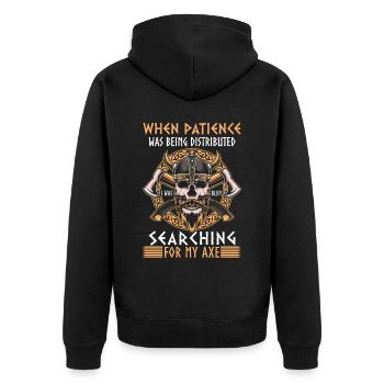 Als die Geduld verteilt wurde - Wikinger - Unisex Premium Bio Zip Hoodie - Schwarz - Hinten - Nico (187cm)