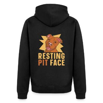 Pitbull Pitbull Verbot Resting Pit Face - Unisex Premium Bio Zip Hoodie - Schwarz - Hinten - Nico (187cm)