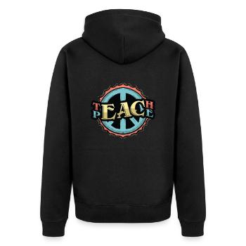 Teaching Peace - Unisex Premium Organic Zip Hoodie - black - Back - Nico (187cm)