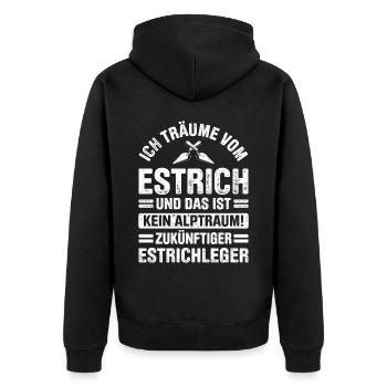 Estrich Legen Für Estrichleger Estrichbauer Handwe - Unisex Premium Bio Zip Hoodie - Schwarz - Hinten - Nico (187cm)