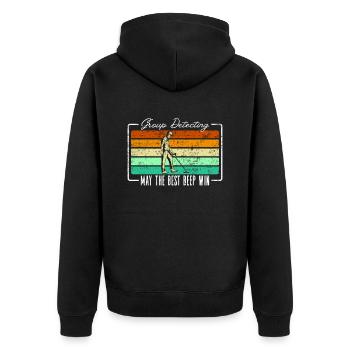 MetalLdetektor Sondengänger Team Schatzsuche - Unisex Premium Bio Zip Hoodie - Schwarz - Hinten - Nico (187cm)