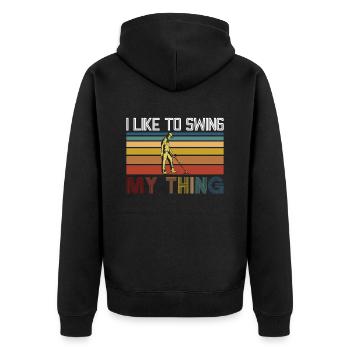 Mein Ding Schwingen Metalldetektor Schatzsuche - Unisex Premium Bio Zip Hoodie - Schwarz - Hinten - Nico (187cm)