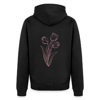 Tulips Florist Flowers Tulip - Unisex Premium Organic Zip Hoodie - black - Back - Nico (187cm)