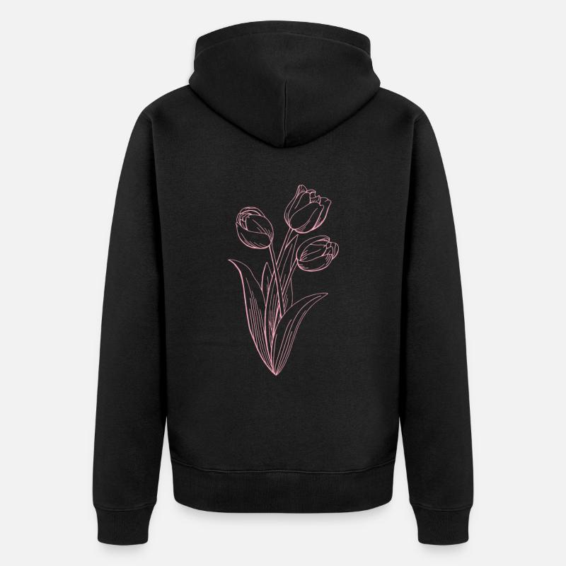 Tulipes Fleuriste Fleurs Tulipe - Veste à capuche bio Premium Unisexe - noir