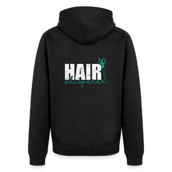 Hair Whisperer Friseur Beruf Haare - Unisex Premium Bio Zip Hoodie - Schwarz - Hinten - Nico (187cm)