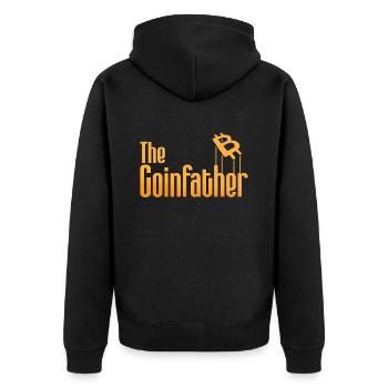 Cryptocurrency The Coinfather Stock Market Trading - Unisex Premium Organic Zip Hoodie - black - Back - Nico (187cm)