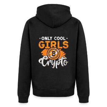Cryptocurrency Only Cool Girl Crypto Investment - Unisex Premium Bio Zip Hoodie - Schwarz - Hinten - Nico (187cm)