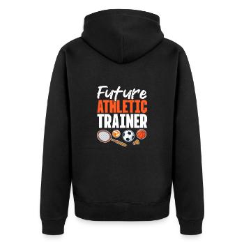 Sports Physician - Unisex Premium Organic Zip Hoodie - black - Back - Nico (187cm)