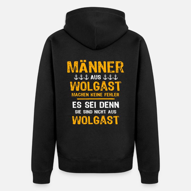 Wolgast Mann Wolgaster Männer - Unisex Premium Bio Zip Hoodie - Schwarz