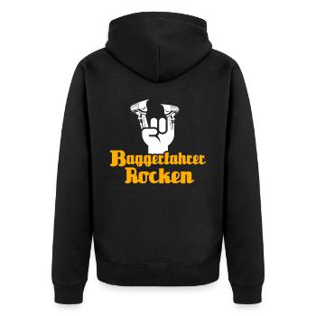 Baggerfahrer Bagger - Unisex Premium Bio Zip Hoodie - Schwarz - Hinten - Nico (187cm)