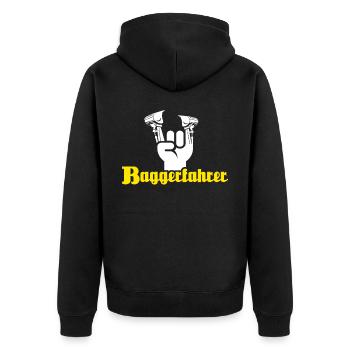 Baggerführer Baggerfahrer - Unisex Premium Bio Zip Hoodie - Schwarz - Hinten - Nico (187cm)