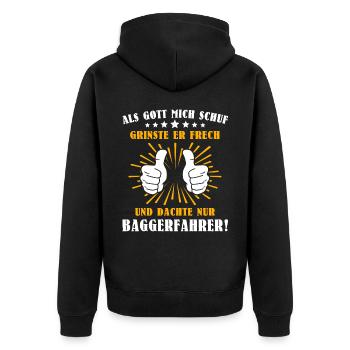 Baggerfahrer Baggern - Unisex Premium Bio Zip Hoodie - Schwarz - Hinten - Nico (187cm)
