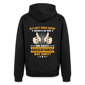 Baggerführer Gott Baggerfahrer - Unisex Premium Bio Zip Hoodie - Schwarz - Hinten - Nico (187cm)