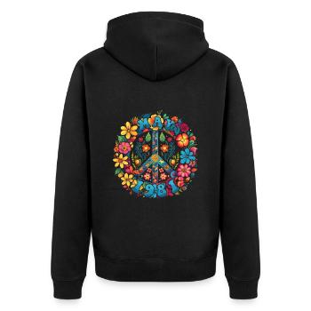 Flower Power Hippie Birthday - May 1981 - Unisex Premium Organic Zip Hoodie - black - Back - Nico (187cm)