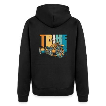 Retro Trike Threewheeler Trikebike Tricycle - Unisex Premium Organic Zip Hoodie - black - Back - Nico (187cm)