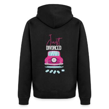 Happy Divorce Party Just Divorced - Unisex Premium Bio Zip Hoodie - Schwarz - Hinten - Nico (187cm)