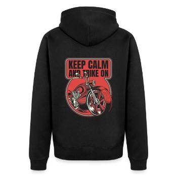 Keep Calm And Trike On Tricycle Motorcycle - Unisex Premium Organic Zip Hoodie - black - Back - Nico (187cm)