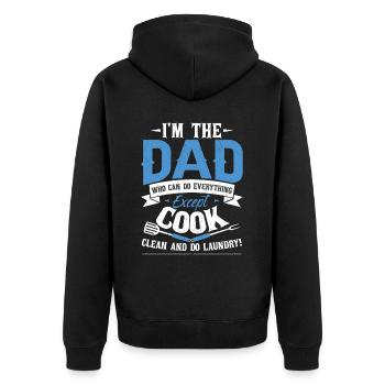 Ehemann Papa Lustiges Zitat - Unisex Premium Bio Zip Hoodie - Schwarz - Hinten - Nico (187cm)