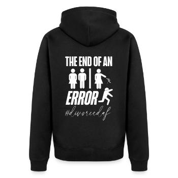 Happy Divorce Party The End Of An - Unisex Premium Bio Zip Hoodie - Schwarz - Hinten - Nico (187cm)