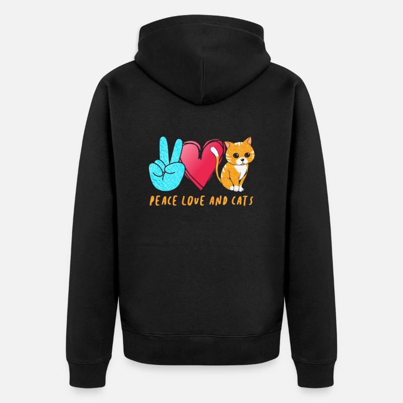 Peace Love Chats - Veste à capuche bio Premium Unisexe - noir
