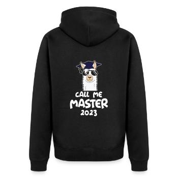 Call me Master 2023 - Unisex Premium Organic Zip Hoodie - black - Back - Nico (187cm)