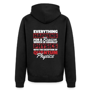 Physik Phyiker Witzig Quantenphysik - Unisex Premium Bio Zip Hoodie - Schwarz - Hinten - Nico (187cm)