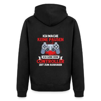 Zocker Geschenk Junge Gamer Controller Zocken - Unisex Premium Bio Zip Hoodie - Schwarz - Hinten - Nico (187cm)