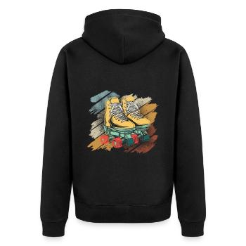 Roller Skates Inline Skates Herren Damen Geschenk - Unisex Premium Bio Zip Hoodie - Schwarz - Hinten - Nico (187cm)