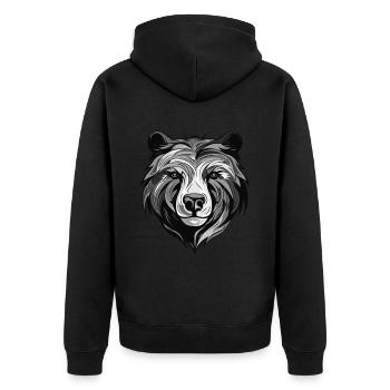 Eisbär Portrait Polar bär - Unisex Premium Bio Zip Hoodie - Schwarz - Hinten - Nico (187cm)