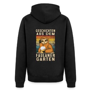 Faultier Tshirt Damen Herren Faul Müde Bürohumor - Unisex Premium Bio Zip Hoodie - Schwarz - Hinten - Nico (187cm)