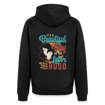 Doula It's A Beautiful Day In The Birth Companion - Unisex Premium Bio Zip Hoodie - Schwarz - Hinten - Nico (187cm)