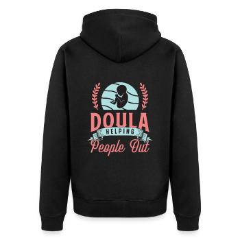 Doula Helping People Out Midwifery Birth Companion - Unisex Premium Bio Zip Hoodie - Schwarz - Hinten - Nico (187cm)