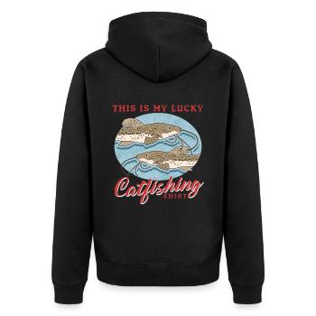Pêcheur Poisson-Chat Pêche Pêche Poisson Cadeau - Veste à capuche bio Premium Unisexe - noir - Dos - Nico (187cm)