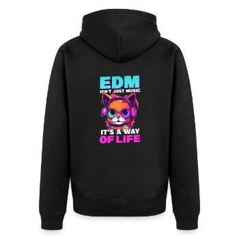 Edm Rave EDM Isn't Music It's Life Cat Headphones - Unisex Premium Organic Zip Hoodie - black - Back - Nico (187cm)