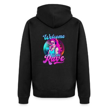 Edm Rave Welcome To Rave - Unisex Premium Organic Zip Hoodie - black - Back - Nico (187cm)