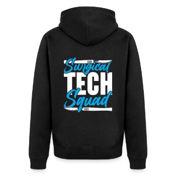 Chirurgischer Assistent Surgical Tech Squad - Unisex Premium Bio Zip Hoodie - Schwarz - Hinten - Nico (187cm)