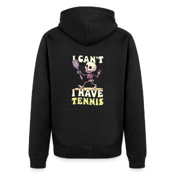 Tennisspieler Ich kann kein Tennis haben - Unisex Premium Bio Zip Hoodie - Schwarz - Hinten - Nico (187cm)