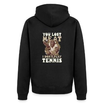 Tennisspieler Lost Me At Don't Play - Unisex Premium Bio Zip Hoodie - Schwarz - Hinten - Nico (187cm)