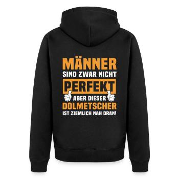 Lustige Dolmetscher Sprüche - Unisex Premium Bio Zip Hoodie - Schwarz - Hinten - Nico (187cm)