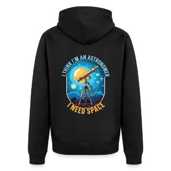 Astronom Astronomie Sternbilder Sterne Weltraum - Unisex Premium Bio Zip Hoodie - Schwarz - Hinten - Nico (187cm)