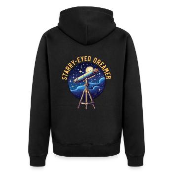 Astronom Astronomie Sternbilder Sterne Weltraum - Unisex Premium Bio Zip Hoodie - Schwarz - Hinten - Nico (187cm)