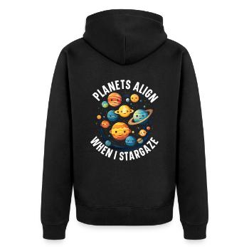 Astronom Astronomie Sternbilder Sterne Weltraum - Unisex Premium Bio Zip Hoodie - Schwarz - Hinten - Nico (187cm)