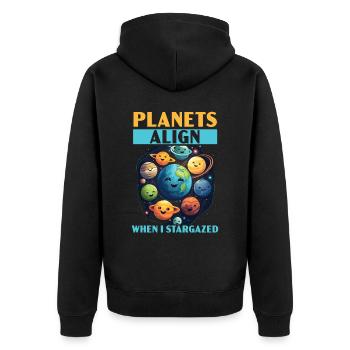 Astronom Astronomie Sternbilder Sterne Weltraum - Unisex Premium Bio Zip Hoodie - Schwarz - Hinten - Nico (187cm)