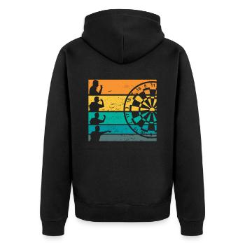 Darts Vintage Dart Retro Vintage Dart - Unisex Premium Bio Zip Hoodie - Schwarz - Hinten - Nico (187cm)