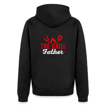 Barbeque Der Grill Vater Smoke Gegrillt - Unisex Premium Bio Zip Hoodie - Schwarz - Hinten - Nico (187cm)