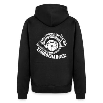 Turbolader Werktsatt Tuning Auto Tuner - Unisex Premium Bio Zip Hoodie - Schwarz - Hinten - Nico (187cm)