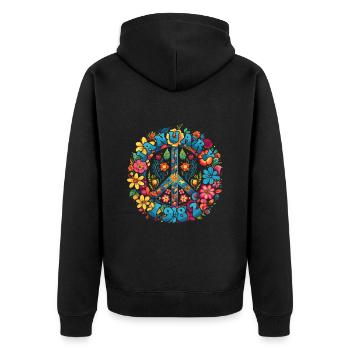 Flower Power Hippie Geburstag - Januar 1982 - Unisex Premium Bio Zip Hoodie - Schwarz - Hinten - Nico (187cm)