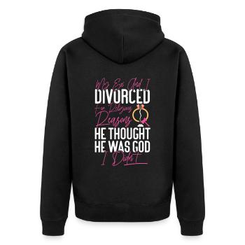 Bonne fête de divorce Mon ex et moi - Veste à capuche bio Premium Unisexe - noir - Dos - Nico (187cm)