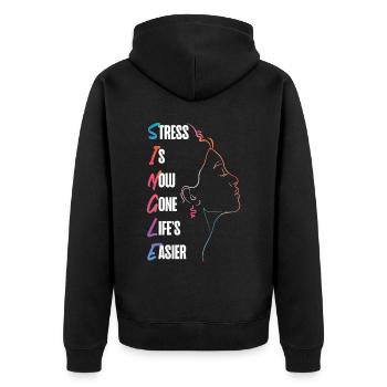 Le stress de la fête de divorce heureuse est maintenant - Veste à capuche bio Premium Unisexe - noir - Dos - Nico (187cm)