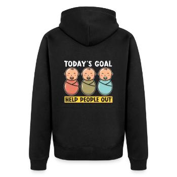 Ob/Gyn Nurse Today's Goal Help People Out Neonatal - Unisex Premium Bio Zip Hoodie - Schwarz - Hinten - Nico (187cm)